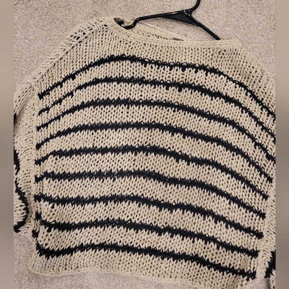 Free People Over And Easy Striped Cropped Sweater Size Small - Picture 5 of 8